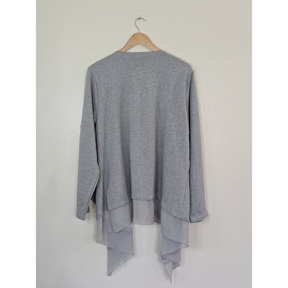 Design 365 Gray Open Front Cardigan Sweater Womens Size 1X Flowy - Picture 6 of 7